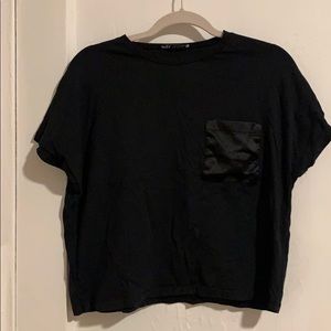 Black shirt with satin pocket